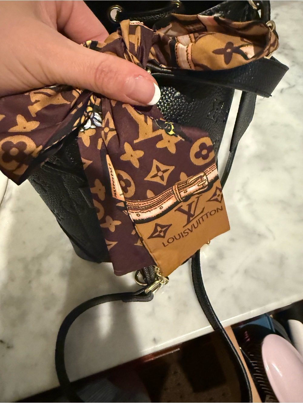 Louis Vuitton Black Monogram Embossed Bucket Bag - Picture 3 of 7